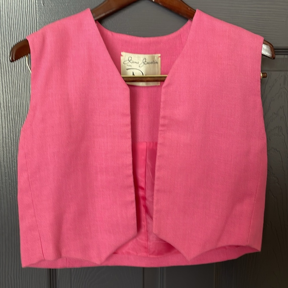 Vintage Jane Justin for Don Sophisticated Woven Linen Pink Vest